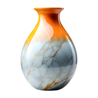 AI generated Glossy Marble Vase Isolated on Transparent Background png