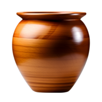 ai generiert hölzern Vase isoliert auf transparent Hintergrund png