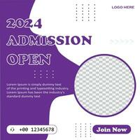 Admission Now Open. Social media post banner. editable vector