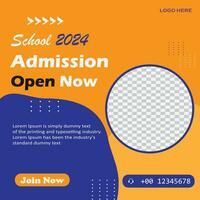 School Admission Now Open. Social media post banner. editable vector