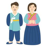 A korean couple in hanboks vector