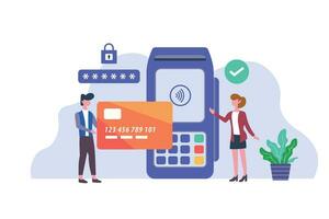 Security system in contactless payment concept, Vector illustration in flat style