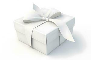 AI generated Gift box with ribbon and bow. Birthday celebration concept. Neural network AI generated photo