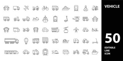 vehicle icon use for car, bus, motorcycle, bicycle, truck, airplane, train vector