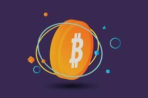 3d icon illustration bitcoin cryptocurrency with concept technology style vector