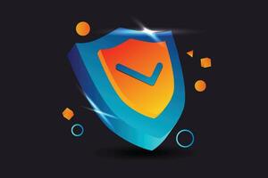 3d icon illustration cyber security privacy with modern technology gradient style, suitable for design elements and technology icons vector