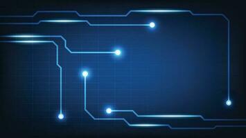 circuito tablero antecedentes. eléctrico digital líneas en azul Encendiendo. futurista tecnología diseño elemento concepto vector