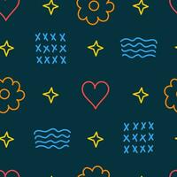 Colorful seamless pattern with scribble and squiggle elements vector