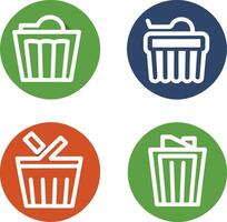 four different colored trash can icons vector