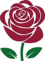 the rose is red and green with leaves vector