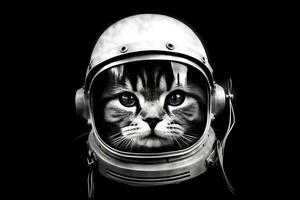 AI generated Brave cat astronaut at the spacewalk. Neural network AI generated photo