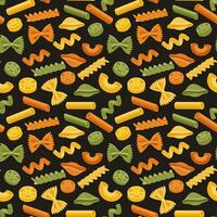 Seamless pattern with different types of Italian pasta. Food background, restaurant menu. Vector