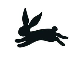 Running rabbit silhouette. Hand drawn rabbit is jumping. Vector illustration