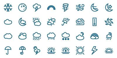 weather line icon set element for your design vector