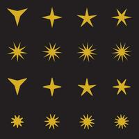 Set of stars with different numbers of rays with sharp and rounded ends vector