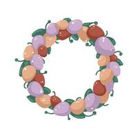 Easter wreath with Easter colored eggs in pastel shades. Easter Decoration vector