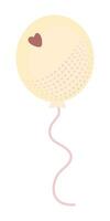 Cute yellow rubber helium balloon with a rope, festive vector color illustration