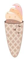 Ice cream waffle cone, vector color illustration