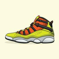 baloncesto zapatillas centrar verde naranja vector