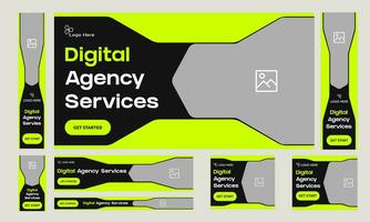 Trendy digital agency web bundle banner design for social media post, digital marketing web set banner design, fully customizable vector eps 10 file format