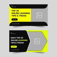 Video cover bundle banner design, education banner design, learning tips and tricks video thumbnail banner design, fully customizable vector eps 10 file format