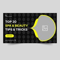 Vector illustration beauty tips and tricks video tutorial thumbnail banner design, beauty salon video cover banner design, vector eps 10 file format