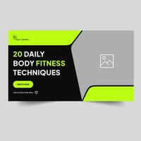 Vector illustration fitness training video tutorial thumbnail banner design, tips and tricks video cover banner, editable vector eps 10 file format