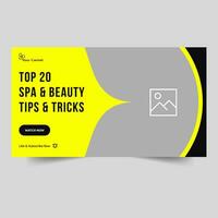 Fully customizable vector illustration beauty video cover banner design, beauty tips and tricks video thumbnail banner design, editable vector eps 10 file format