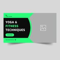 Trendy fitness tips and tricks video thumbnail banner design, video tutorial body fitness training techniques banner design, fully editable vector eps 10 file format