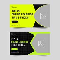 Vector illustration video set thumbnail banner design, online learning video cover banner, fully customizable vector eps 10 file format