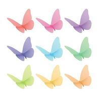 Vector gradient butterfly silhouettes flying on white background