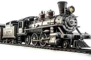 AI generated Vintage steam locomotive on a white background. Neural network AI generated photo