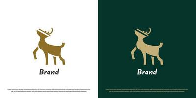 Standing deer logo design illustration. Animal silhouette deer full body brave doe elk ruminant hart zoo hunter club. Simple flat icon symbol, modern abstract drawing elegant luxury glamour mascot. vector