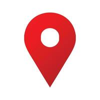 Vector red pin point location symbol isolated on white background