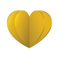 Yellow paper cut out heart isolated on white background vector