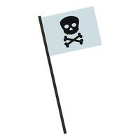 Vector pirate black flag with skull and crossbones hand drawn cartoon on white background