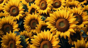 ai generado antecedentes de girasoles, girasol campo fondo, girasol campo en verano, girasol fondo de pantalla foto