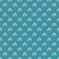 Seamless pattern with rainbows. Abstract print with cute boho elements. Hand drawn minimalistic vector background.
