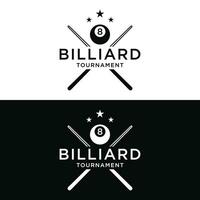 Billiards and cue cue creative logo template design. Logos of billiard sports games, clubs, tournaments and championships. vector