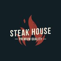 Retro vintage steak house Logo Design. Logo for business, restaurant, label, badge. With quality meat. vector