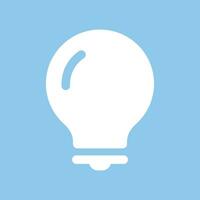 Vector light bulb icon on blue background