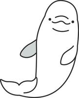 Cute cartoon beluga whale isolated on white background. Vector illustration.