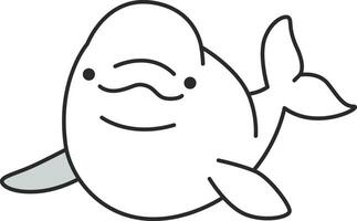 Cute beluga whale. Vector illustration in flat style.