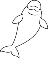 beluga whale line icon. Cute cartoon animal. Vector illustration.