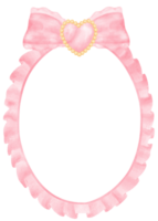 Pink Coquette frame oval shape aesthetic watercolor png