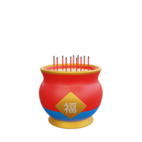 3d illustration de encens icône chinois Nouveau année conception png