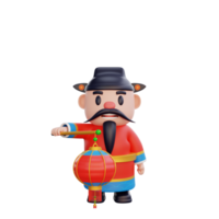 3D illustration of God of Wealth pose, Chinese New Year concept png