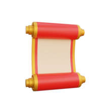 3d ilustración de chino Desplazarse papel icono chino nuevo año diseño png