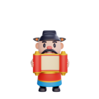 3d Illustration von Gott von Reichtum Pose, Chinesisch Neu Jahr Konzept png