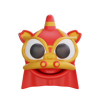 3D illustration of Barongsai icon Chinese New Year design png